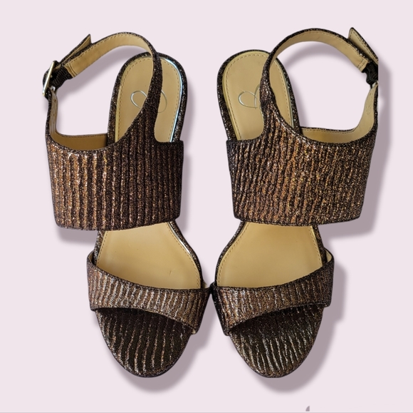 JESSICA SIMPSON - ELARI STRAPPY OPEN TOE PUMP - NEW!! BEAUTIFUL! SPARKLE - Picture 3 of 10